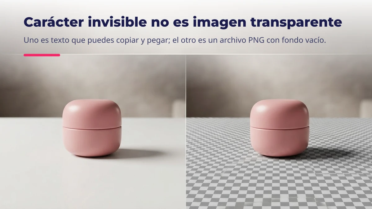 Comparación entre una superficie lisa y una cuadrícula de transparencia: el carácter invisible frente a la imagen PNG transparente