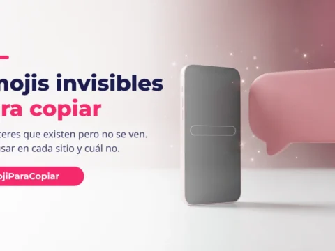 Burbuja de chat vacía junto a un teléfono: emojis invisibles para copiar